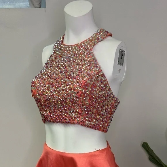 Faviana Coral 2 piece Prom Dress with Maxi‎ Skirt sz 2 - Picture 4 of 17